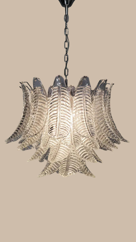 Opaline Murano glass chandelier with 36 hand-blown glasses