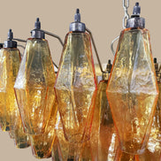 Lampadario Poliedri Ambra Murano | 185 Elementi in Vetro Soffiato a Mano, Illuminazione di Lusso Italiana