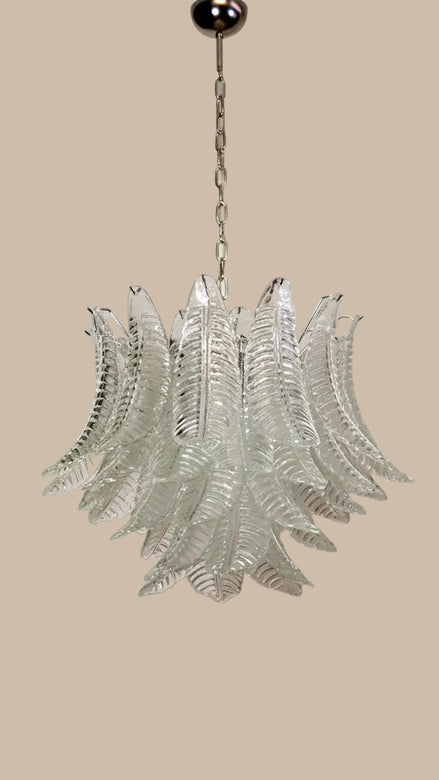 Opaline Murano glass chandelier with 36 hand-blown glasses