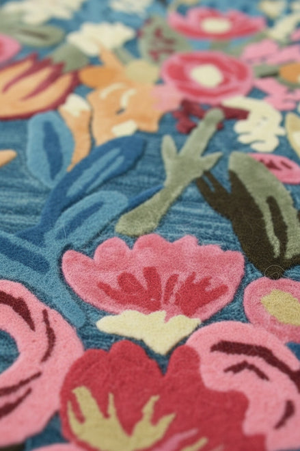 Botanical Floral Rug | Hand-Knotted Wool and Art Silk