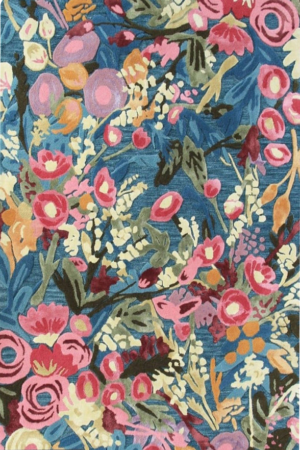 Botanical Floral Rug | Hand-Knotted Wool and Art Silk