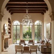 Ca' Rezzonico Murano Glass Chandelier | transparent glass with gold details, flowers and leaves