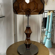 Vintage Smoked Amber Glass Table Lamp – Murano Style, 1970s