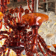 Vintage Amber Glass Chandelier with All-Glass Structure