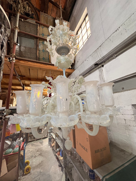 Venetian Opaline Murano Glass Chandelier | 1930s, original vintage