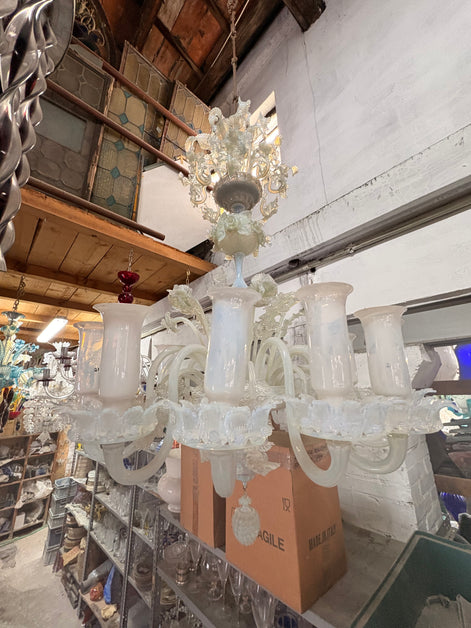 Venetian Opaline Murano Glass Chandelier | 1930s, original vintage