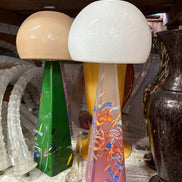 Vintage Murano Glass Mushroom Table Lamps | bubbled dome shades, tapered bases, many colours and combinations