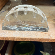 Original Vintage 1970s Solid Murano Glass Candle Holder | half-moon shape, clear glass