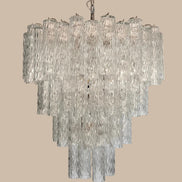 Lampadario in Vetro di Murano Corteccia a quattro livelli | 80 tubi, nichel lucido
