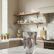 Vaso in vetro di Murano, tecnica Sommerso, tonalità ispirate al pavone
