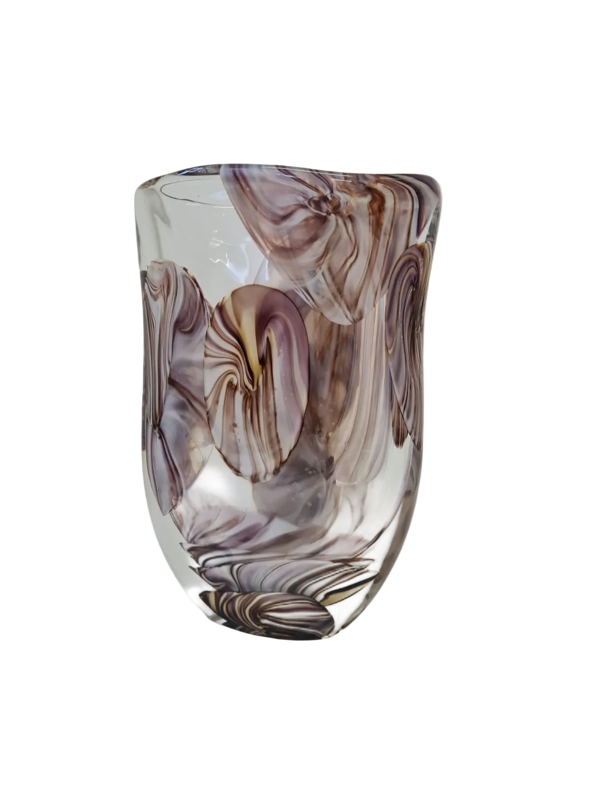 Vaso in vetro di Murano, tecnica Sommerso, tonalità ispirate al pavone