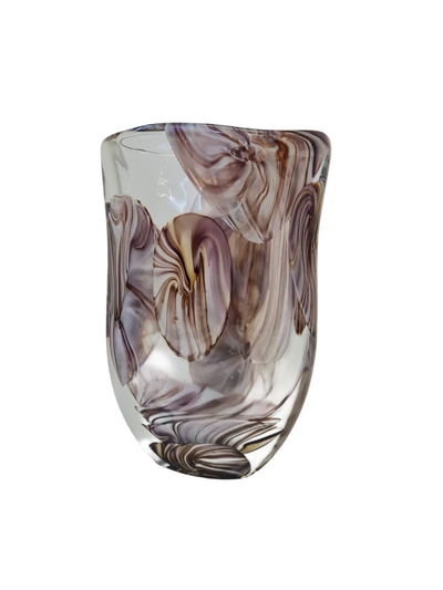Vaso in vetro di Murano, tecnica Sommerso, tonalità ispirate al pavone