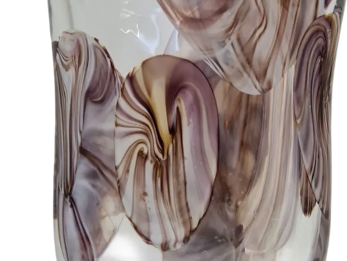 Vaso in vetro di Murano, tecnica Sommerso, tonalità ispirate al pavone