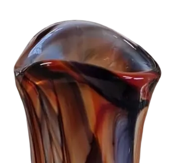 Vaso in vetro di Murano, tecnica a Fenicio girato, motivo a Ragnatela
