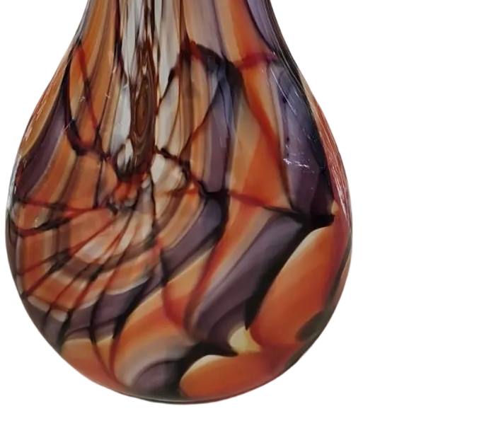Vaso in vetro di Murano, tecnica a Fenicio girato, motivo a Ragnatela