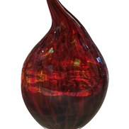 Vaso in vetro di Murano, tecnica tradizionale Murrine, rosso vivace