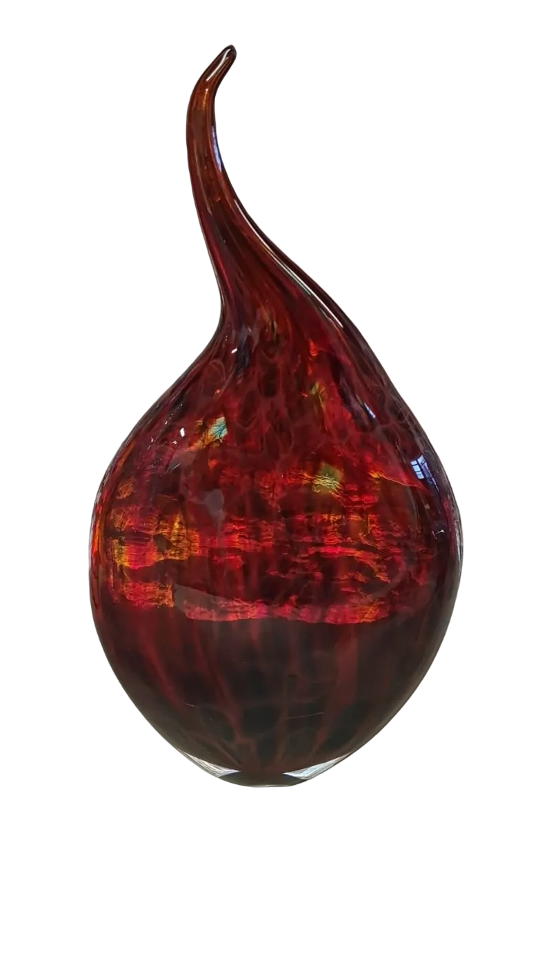 Vaso in vetro di Murano, tecnica tradizionale Murrine, rosso vivace