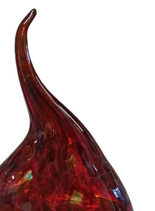 Vaso in vetro di Murano, tecnica tradizionale Murrine, rosso vivace