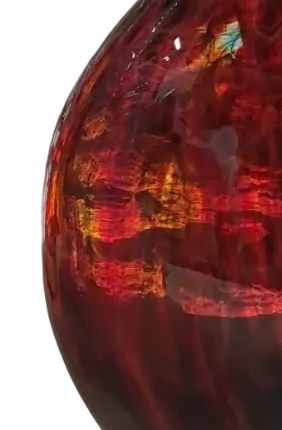Vaso in vetro di Murano, tecnica tradizionale Murrine, rosso vivace