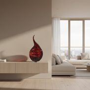 Vaso in vetro di Murano, tecnica tradizionale Murrine, rosso vivace