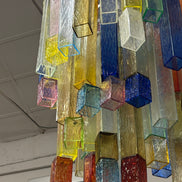 Original Vintage Pop Murano Glass Chandelier | multicolour glass prisms in cascade