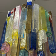 Original Vintage Pop Murano Glass Chandelier | multicolour glass prisms in cascade