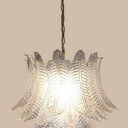 Lampadario in vetro di Murano trasparente con 36 coppe soffiate a mano - trasparente