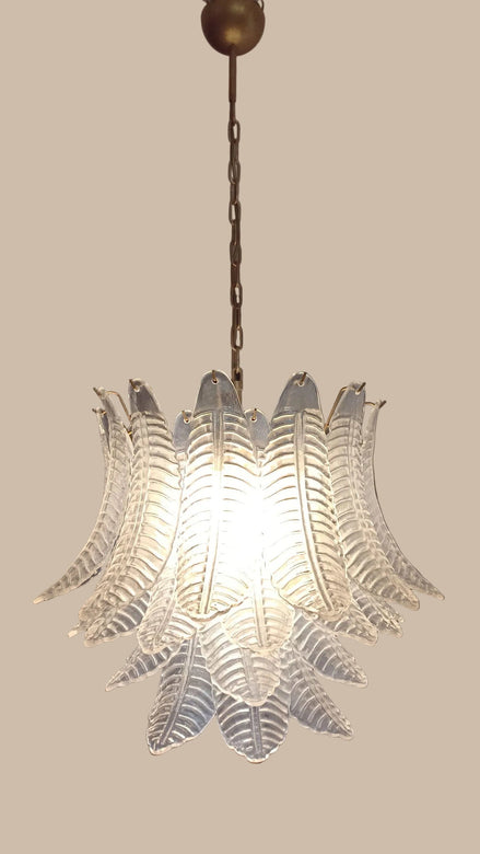 Transparent Murano glass chandelier with 36 hand-blown glasses - trasparent