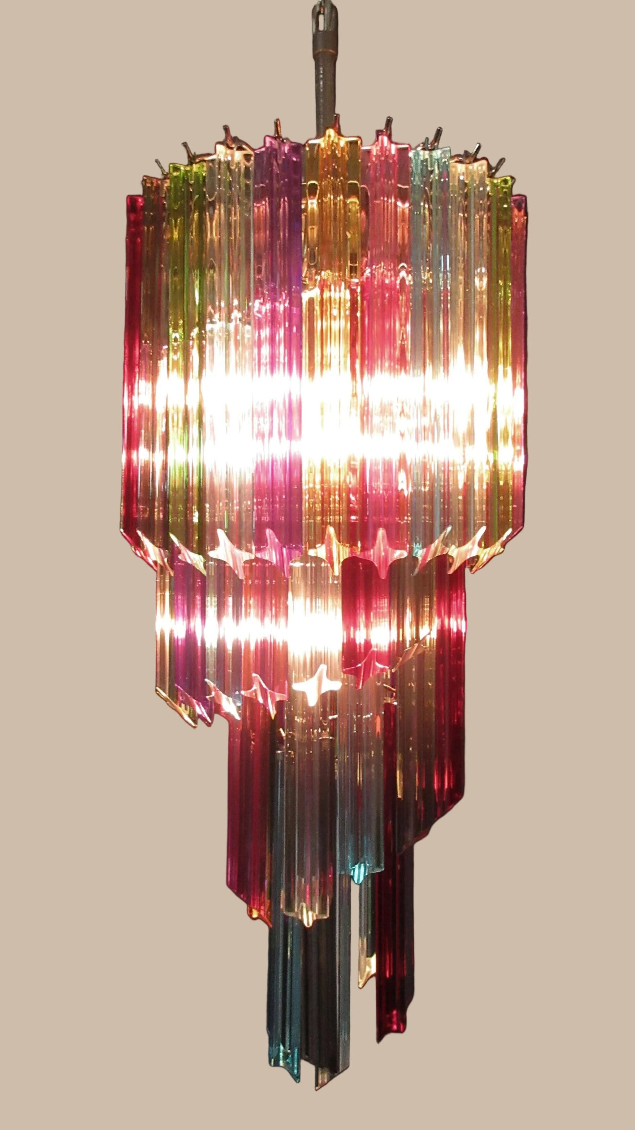 Lampadario a spirale in cristallo prismatico | Multicolore