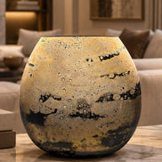 Reperto Murano Scavo Glass Vase, Ochre Gold | Murano Shutters