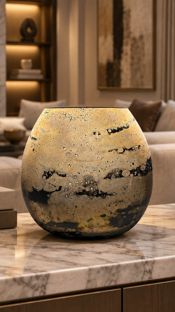 Reperto Murano Scavo Glass Vase, Ochre Gold | Murano Shutters