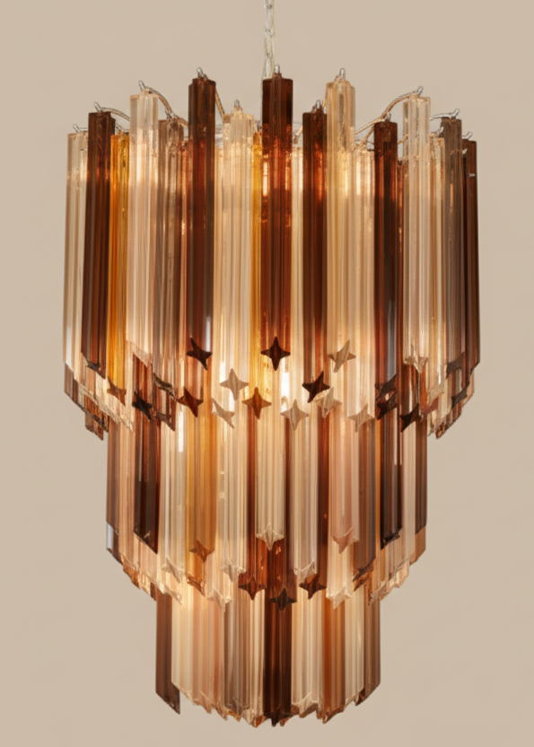 Lampadario in Vetro di Murano Quadriedri Multicolor | 184 prismi