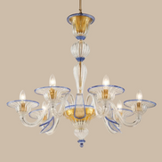 Foglia Murano Glass Chandelier | classic Venetian design, rigata liscia, made to order