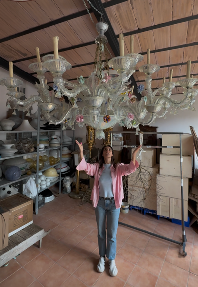 Venetian Opaline Glass Rezzonico Chandelier | 1930s–40s