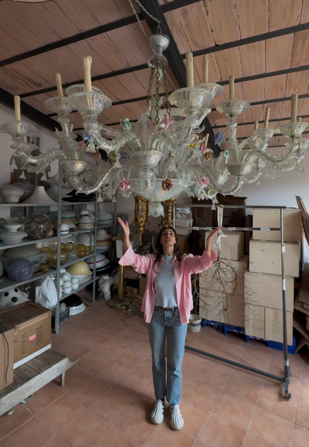 Venetian Opaline Glass Rezzonico Chandelier | 1930s–40s