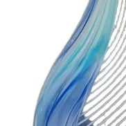 Set di due vasi in vetro di Murano, tecnica Filigrana e Gaia, color acquamarina e blu intenso
