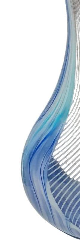Set di due vasi in vetro di Murano, tecnica Filigrana e Gaia, color acquamarina e blu intenso