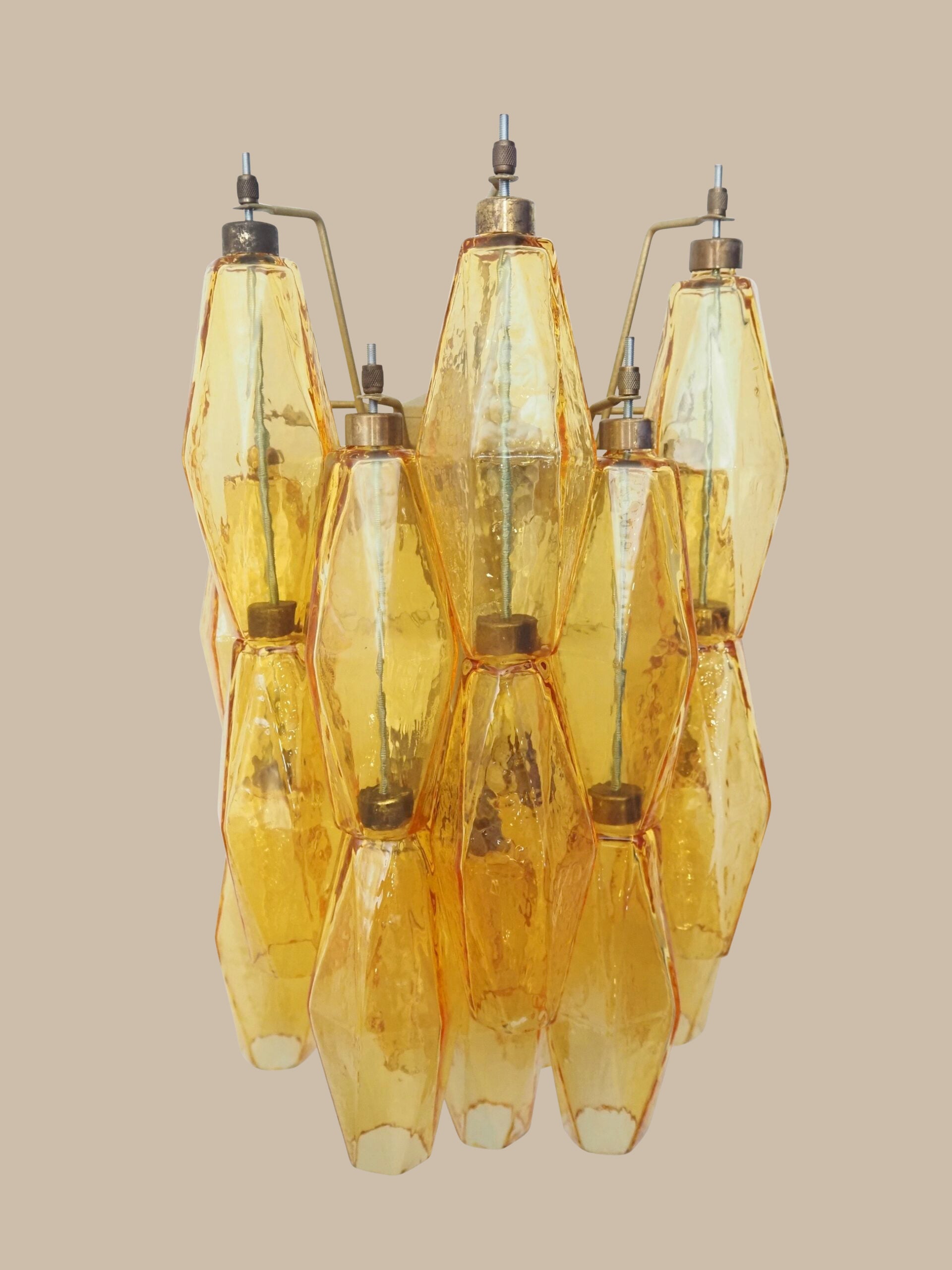 Applique in vetro di Murano Poliedri, ambra | coppia artigianale