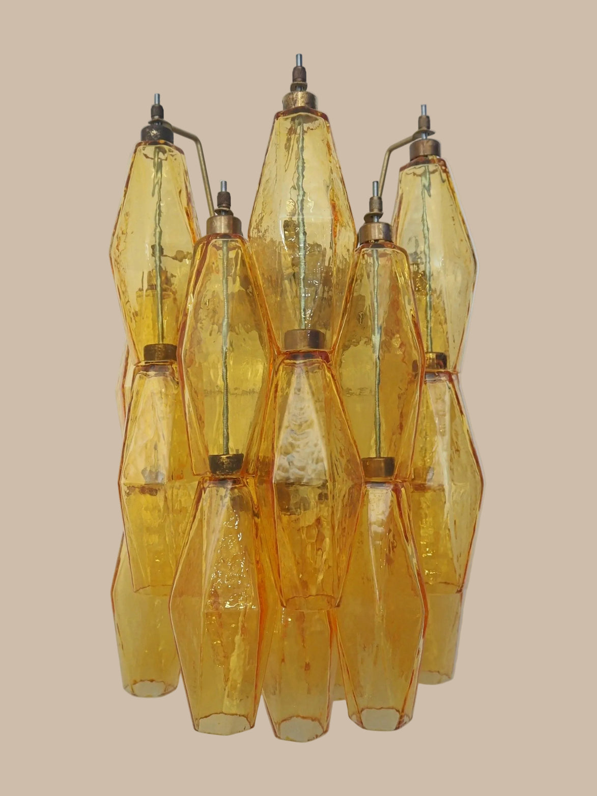 Applique in vetro di Murano Poliedri, ambra | coppia artigianale