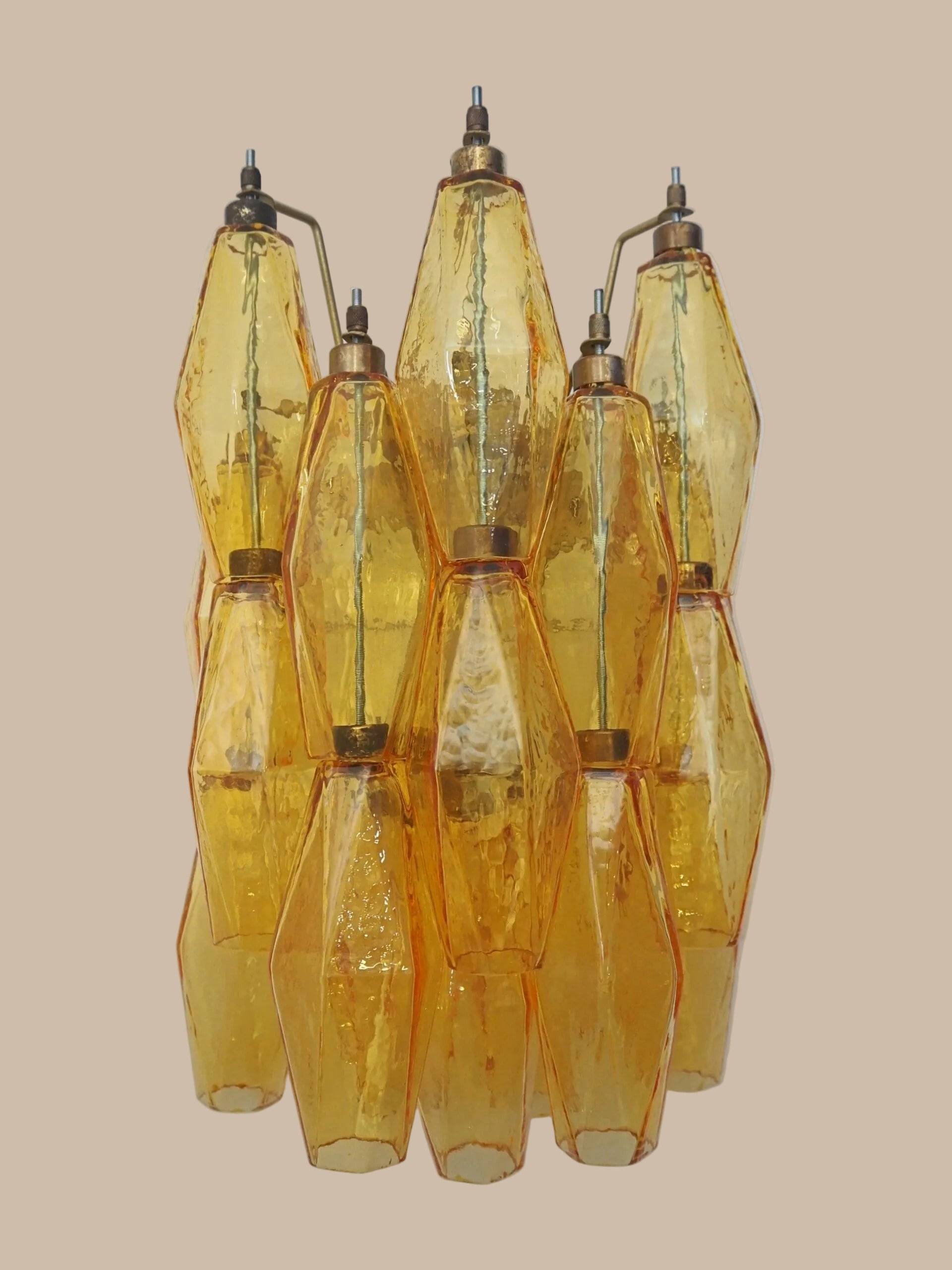 Applique in vetro di Murano Poliedri, ambra | coppia artigianale