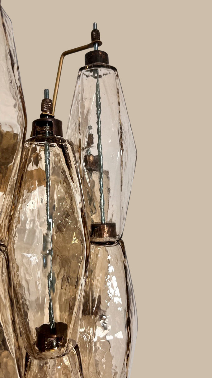 Applique in vetro di Murano Poliedri fumé | Coppia