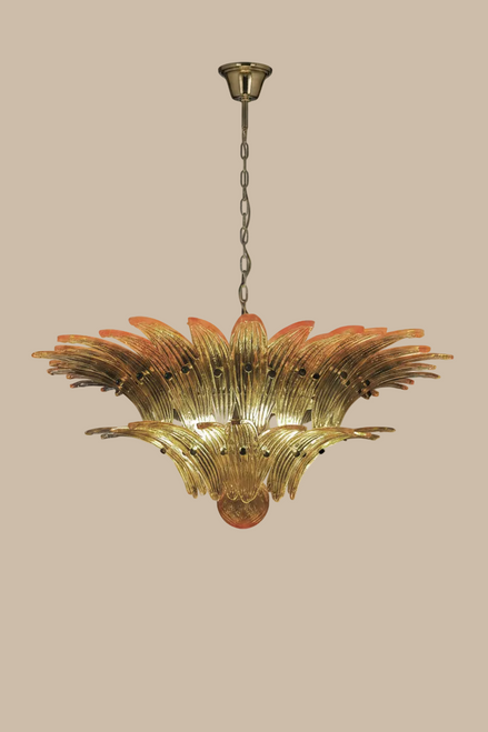 Palmette amber Murano glass chandelier | 58 hand-blown elements