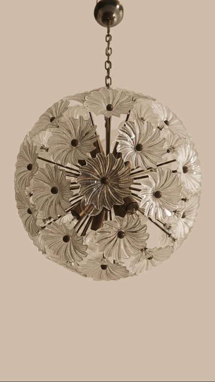 Crystal Sputnik Chandelier, 51 Elements, Burnished Brass Frame