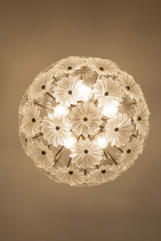 Lampadario Sputnik in cristallo, 51 elementi, struttura in ottone brunito