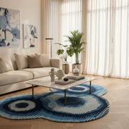 Blue Comes Around | Tappeto annodato a mano in lana e viscosa
