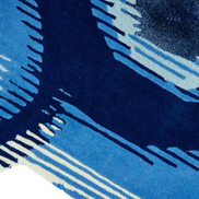 Blue Comes Around | Tappeto annodato a mano in lana e viscosa