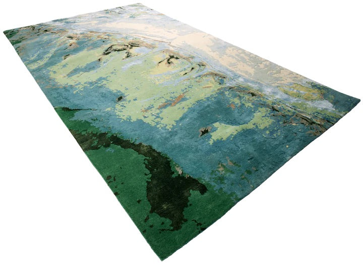 Cliffside | Tappeto in lana e Tencel tessuto a mano