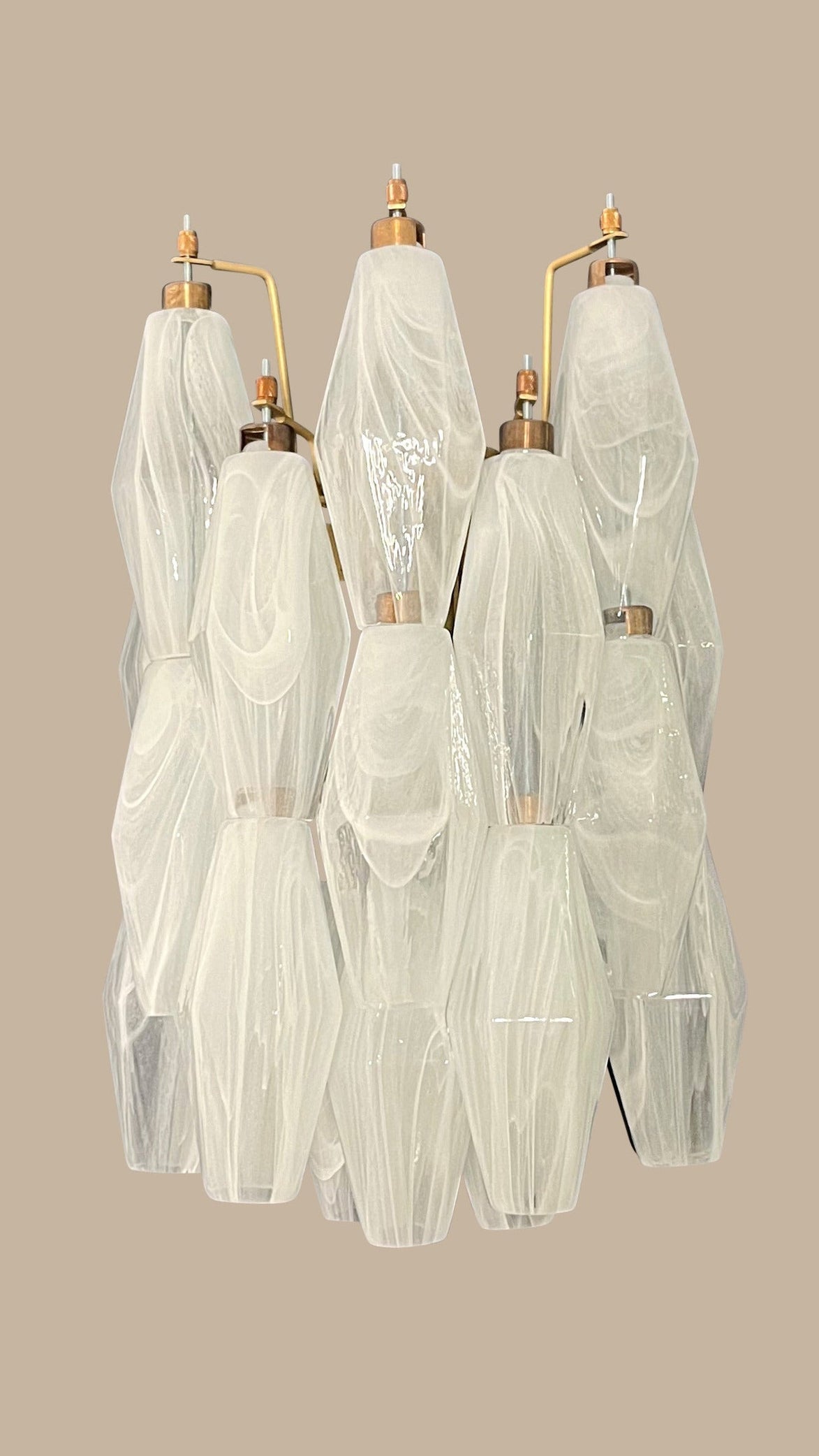 Applique da parete in vetro di Murano Poliedri Alabastro Bianco | Coppia