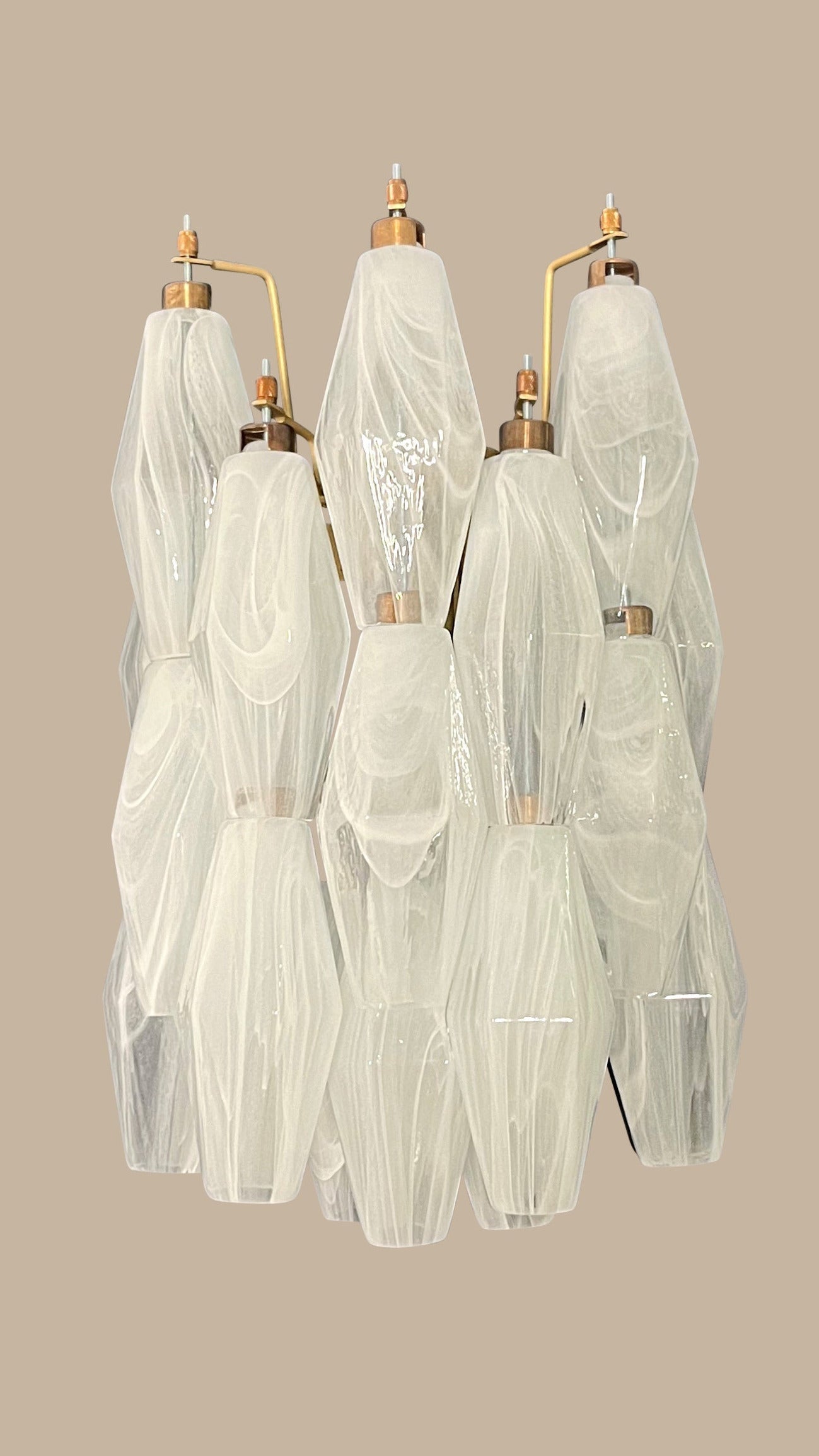 Applique da parete in vetro di Murano Poliedri Alabastro Bianco | Coppia