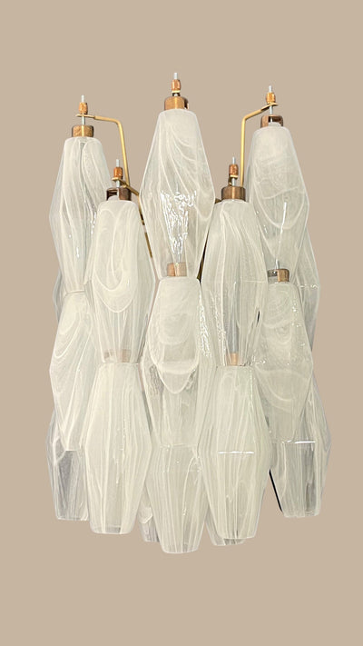 Applique da parete in vetro di Murano Poliedri Alabastro Bianco | Coppia